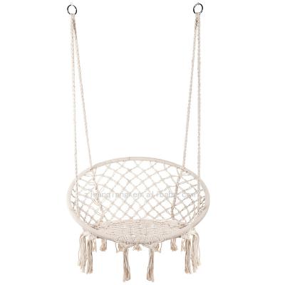 China Modern Hand - Woven Macrame Cotton Rope Swing Chair Boho Hammock Hanging Chair for sale