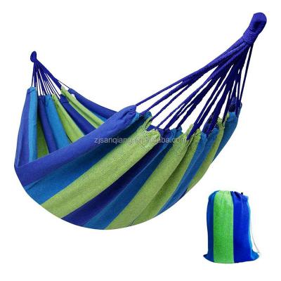 China Modern Double Size Cotton Outdoor Colorful Striped Camping Hammock With Carry Bag for sale