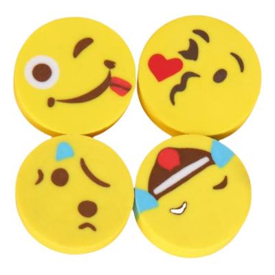 China Promotional Eraser factory wholesale kawaii round eraser creative smile-shape rubber cartoon eraser for school and office stationery for sale