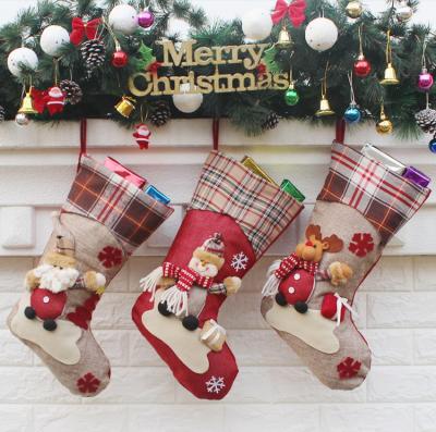 China Table Decoration 3 Santa Claus Boots Christmas Stocking Hanging Stockings For Christmas Decoration for sale