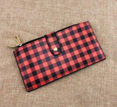 China Fashion Christmas Check Wallet Collar Simple Portable Wallet Card PU Purse for sale