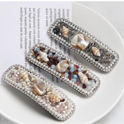 China WoYing New Arrival Boho Shell Hair Clips Fashion Pearl Natural Stone Hairpin For Girls Accessories One Size for sale