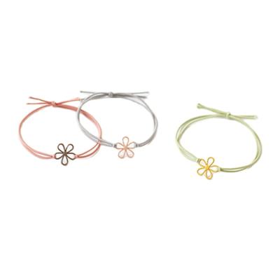 China New fashion accessories best gift flower adjustable charm knot TRENDY woying red rope bracelet for girls for sale