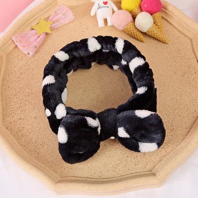 China Simple Fashion Coral Velvet Bow Hair Band Hair Band Face Makeup Flannel Sports Elastic Plush Hair Band for sale