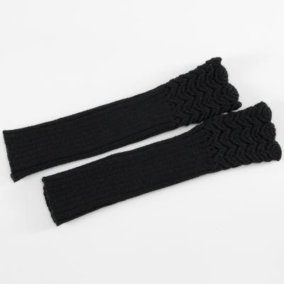 China Simply 2021 New Autumn Winter Jacquard Knit Warm Arm Warmers Wool Gloves Fingerless Mittens For Women for sale