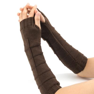 China Simple Stylish Hand Warmer Winter Gloves Arm Crochet Knitting Mittens Warm Fingerless Gloves For Women for sale