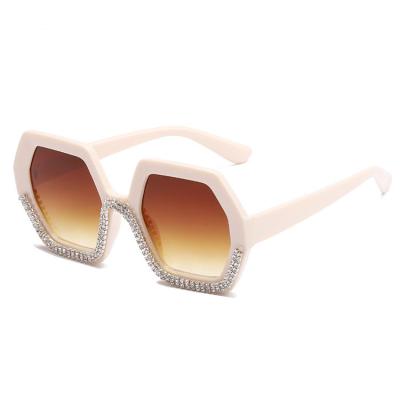 China Woying 2021 Fashion Sun Glasses Women's Sunglasses Fashion Polygon Diamond-studded Sunshade Fashionable Glasses for sale