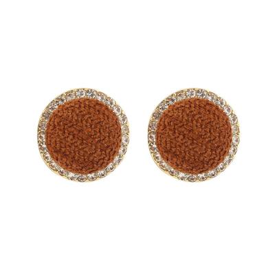 China Trendy Woying Jewelry Plush Round Button Ear Stud Retro Woying Stud Earrings for sale