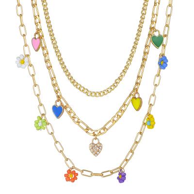 China TRENDY New Fashion Flower Classic Alloy Necklace Love Necklaces Jewelry Silver Plated Pendant Necklace for sale