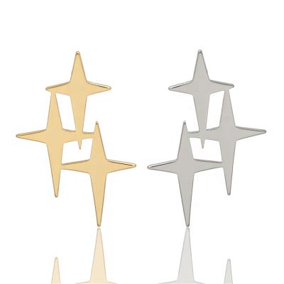 China FASHIONABLE Wholesale Platinum 18k White Gold Gold Plated Cool Pointed Four Star Earrings Studs For Women for sale