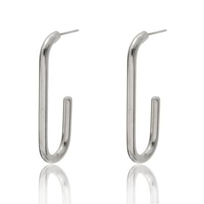 中国 TRENDY Hot Selling Workable Geometric Non Tarnish Free 14k Gold Plated Stainless Steel Chunky Hoop Earrings 販売のため