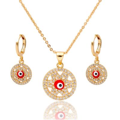 China Ethiopian Jewelry Set Champagne Gold Plated Devil Eyes Charm Unique TRENDY Necklace Earrings 24K Gold Plated zu verkaufen