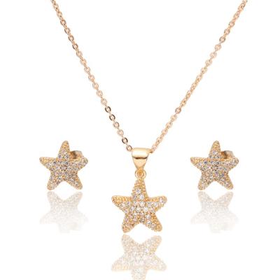 Cina Hot Sale Ethnic Non Tarnish Star Shaped 18k Champagne Gold Plated Brazilian Jewelry Set For Women in vendita