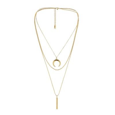 China Wholesale FASHIONABLE Gold Three Layers Long Rod Pendant Stainless Steel Multi Layered Necklace for sale