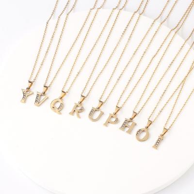 China FASHIONABLE Hot Selling No Tarnish Stainless Steel Diamond English Letter K Y B Pendant Necklace for sale