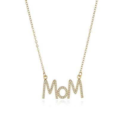 China New 18K Mom Letter Necklace For Women Gold Plated Zircon TRENDY Mother's Day Gift Jewelry Pendant for sale