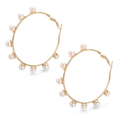 China Romantic Wholesale Fashion Large Circle Freshwater Pearl Exaggerated Retro Large Circle Earrings For Women for sale