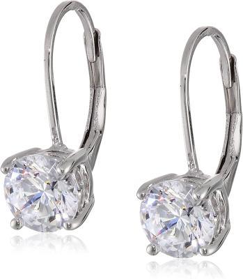 Chine Hot Romantic Wedding Party Women Platinum-Plated 925 Sterling Silver Zirconia Leverback Dangle Earrings à vendre