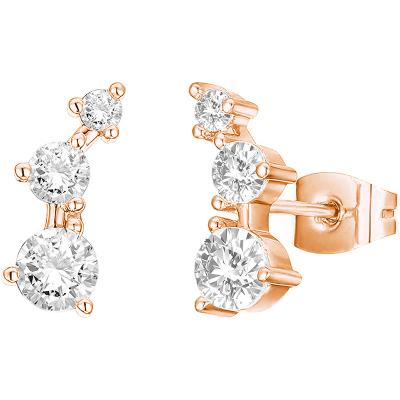 China Fashion Romantic 14K Gold Plated 925 Sterling Silver Climber Mini Cubic 3 Diamond Zirconia Ear Crawler Earrings à venda