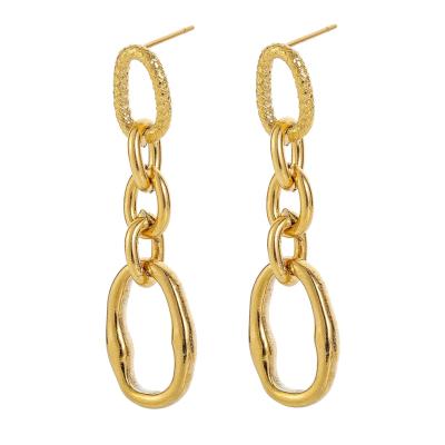 中国 Amazon Hot Sale FASHIONABLE Ring Square Geometric Gold Plated Stainless Steel Drop Earrings For Women 販売のため