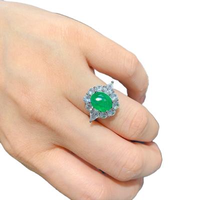 China Romantic Fashion Expensive Wedding Party Emerald Necklace Ring Earrings Jewelry Set For Women à venda