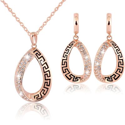 中国 Ethnic Fashion Gift African Rose Gold Plated Necklace And Female Memorial Earrings Jewelry Set 販売のため