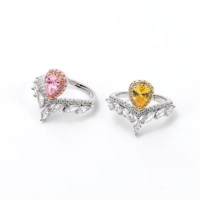 China Vintage Fashion Simulation Diamond Turkish Wedding Love Crown Pink Yellow Promise Ring Ebay Jewelry for sale