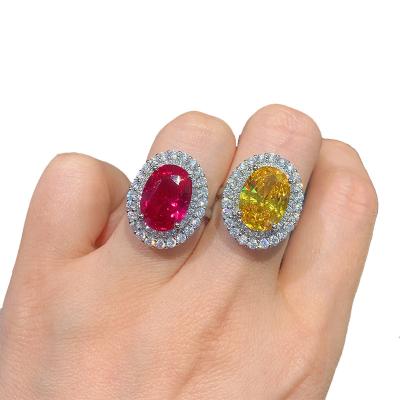 China Red Color Diamond Oval Costume Jewelry Turkish Ruby Rings Vintage Simulation 10*14 Luxury Pigeon Blood Red for sale