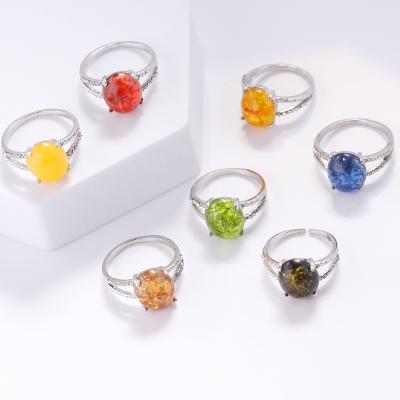 China 2021 Vintage Factory New Cheap Multicolor Acrylic Crystal Rhinestone Marble Adjustable Finger Rings For Women for sale