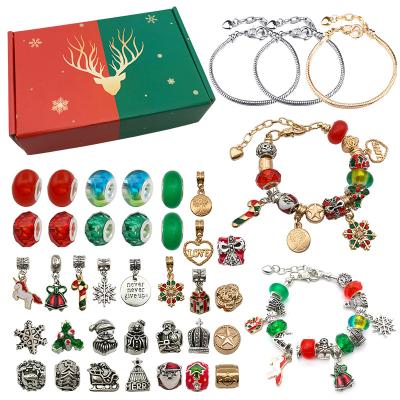 China New Christmas Gift Box Package 38pcs Cute Handmade Beaded Girl DIY Charm Children Charm Bracelet for sale