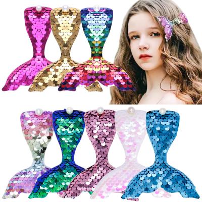 中国 New Fashion Style Kids Cartoon Mermaid Tail Cute Flip Sequin Duck Baby Girls Hair Clips Hair Accessories For Children 販売のため