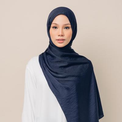 China New daily hijab satin material custom made plain velvet silk shawls satin material for muslim women scarf for sale