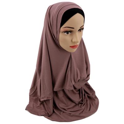 China Plain Dyed Double Buckle Instant Headwrap Muslim Hijab Soft Material Hot Sale Islamic Hijab Headscarf for sale