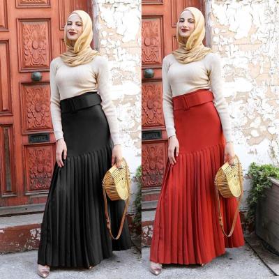 China VELVET New Arrival Selling Velvet Skirt Ramadan Party Muslim Islamic Full Waist Pleated Skirt Long High Maxi for sale