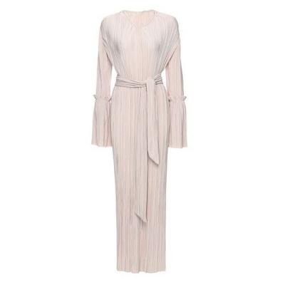 China 2019 Hot Sale Material Soft Pleated Kaftan Beige Dress Long Bodycon Maxi Dress For Muslim Girl for sale