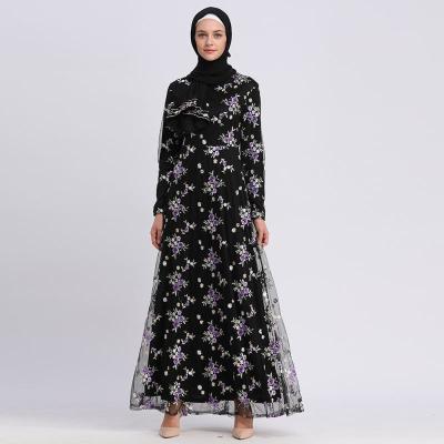 China Emobroidery Mesh With Striping Best 2019 Customize Design Excellent Quality Embroidery Mesh With Striping Muslim Women Dress Abaya for sale