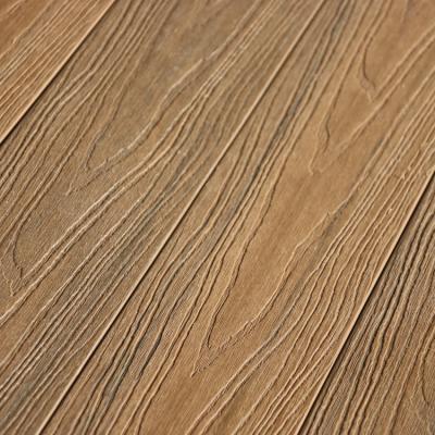 China EUROPEAN 3D Embossed Coextrusion Exterior Hollow Wood Plastic Panels Flooring Composite WPC Solid Deck for sale