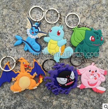 China Soft Metal PVC Pokemon Keychains , Pokemon Cardboard Key Rings for sale