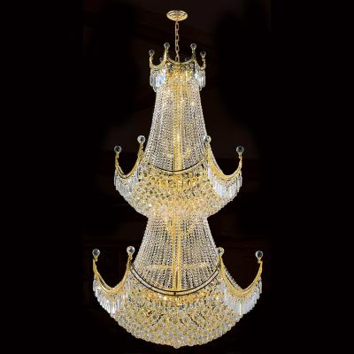 China 36 Inch Crown Luxury Chandelier Gold Empire Chandeliers 3 Layers Vintage Crystal Lighting for sale