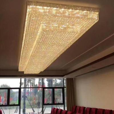 China Rectangular Modern Custom Made Extra Large Crystal Chandelier Restaurants Hotel Ceiling Lighting for sale