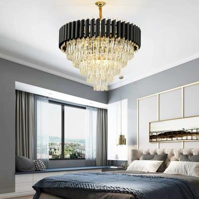 China Contemporary Modern Hanging Black Top Decorative Lighting K9 Crystal Luxury Chandelier For Dining Table 71225 for sale