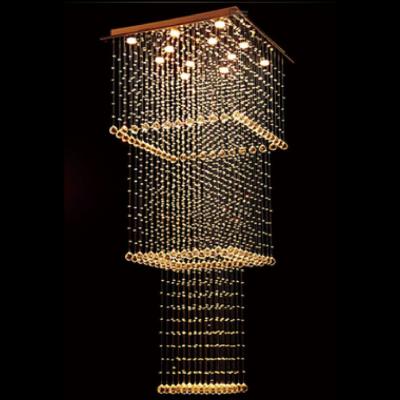 China Long Indoor Lamp Crystal Raindrop Indoor Square Chandelier for sale