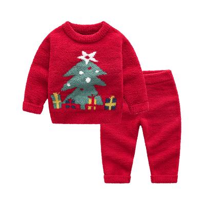 China Soft QUICK DRY Kids Home Service Suits Boys Pajamas Cartoon Christmas Tree Soft Suits for sale