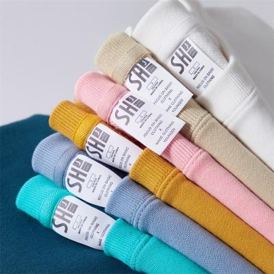 China Embryo stain color 350g-13 anti-pilling round neck clothing pure cotton sweater clothing loose sweater men's tide brand basing shirts for sale