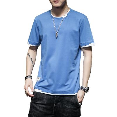 China Summer New Border Men's Round Neck Pullover Cotton Half Sleeve Round Neck T-shirt Breathable Short Sleeve Leisure T-shirt for sale