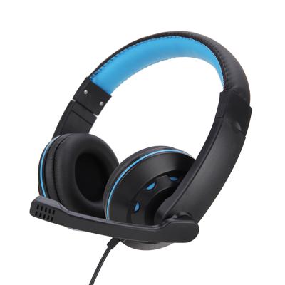 China In-ear wired headset call center e sports gaming earphone with MIC black blue fashional new design headset for sale