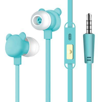 China In-Ear Cute Bear Earphone For Mobile 3.5mm Stereo Earphone Wired Disposable Earbuds Cartoon Earphone for sale