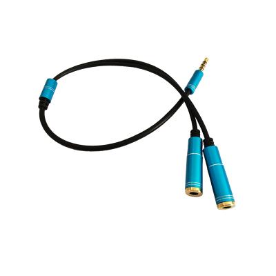 China Car Audio Splitter Audio Cable One Male Two Female To Cable Aluminum Alloy 3.5mm Audio Cable for sale