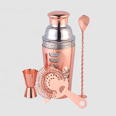 China Viable Factory Direct Stainless Steel 700ml Cocktail Shaker Bar Tool Kit Shakers Cocktail Rose Gold for sale