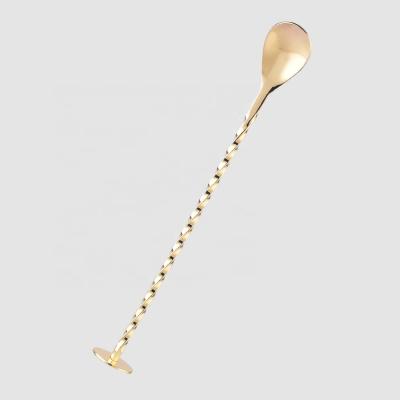 China Factory Direct Bar Steel Messy Person Viable Cocktail Gold Stainless Steel Mixing Spoon for sale